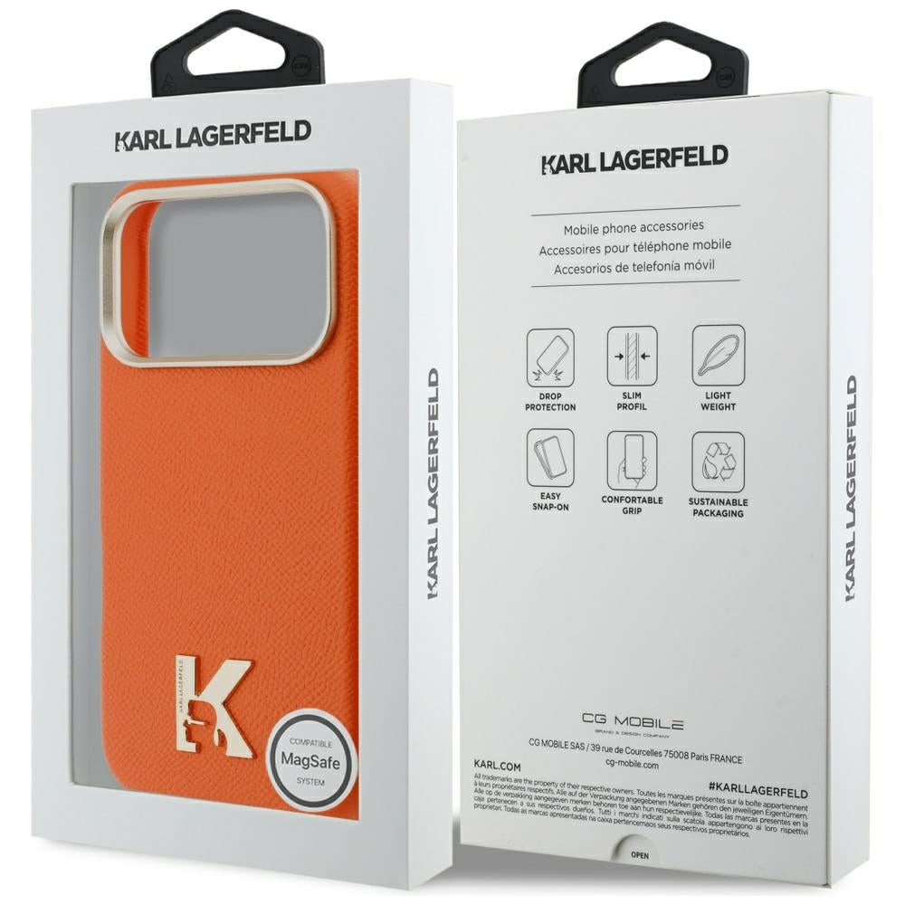 Custodia MagSafe per Apple iPhone 17 Pro, Karl Lagerfeld, Karl Head Logo, Arancione