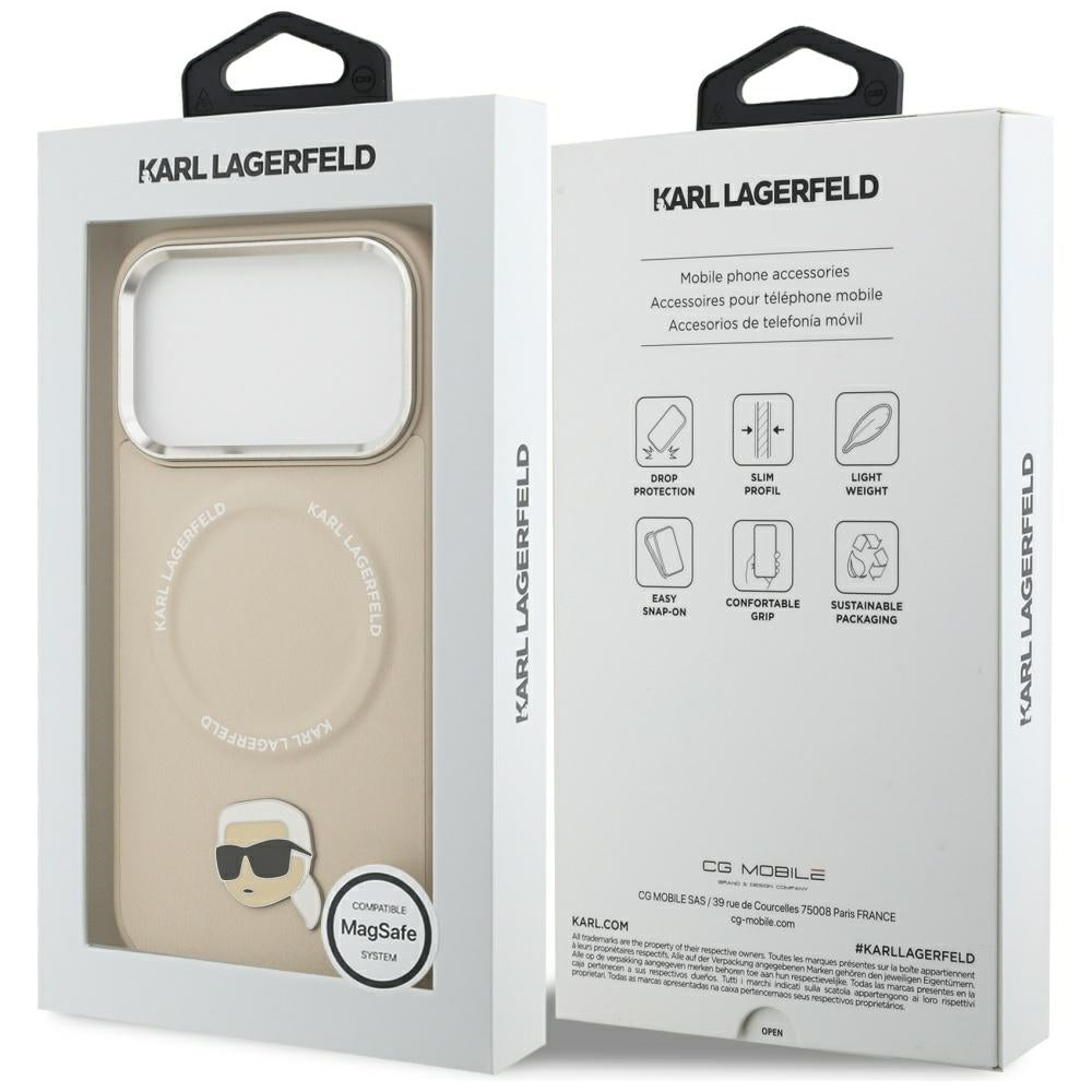 Custodia MagSafe per Apple iPhone 17 Pro, Karl Lagerfeld, Karl Pin, Beige