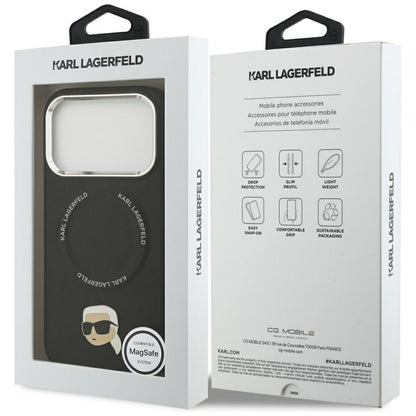 Custodia MagSafe per Apple iPhone 17 Pro, Karl Lagerfeld, Karl Pin, Nera