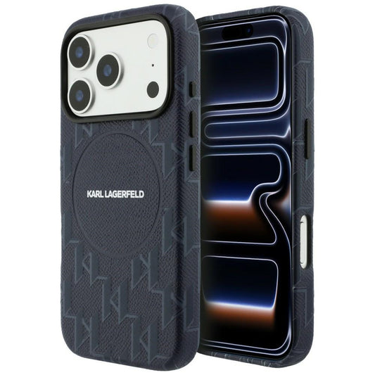Custodia MagSafe per Apple iPhone 17 Pro, Karl Lagerfeld, Logo KL Monogram, Blu