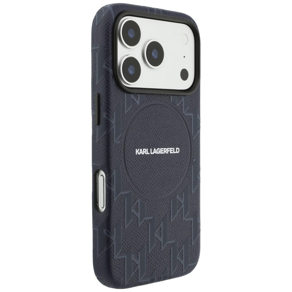 Custodia MagSafe per Apple iPhone 17 Pro, Karl Lagerfeld, Logo KL Monogram, Blu