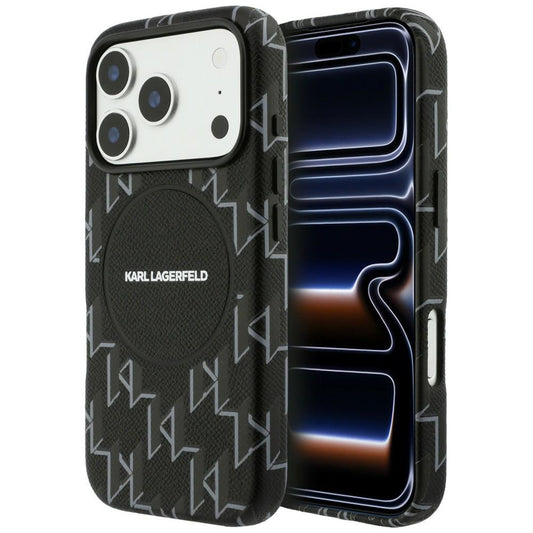 Custodia MagSafe per Apple iPhone 17 Pro, Karl Lagerfeld, Logo KL Monogram, Nera