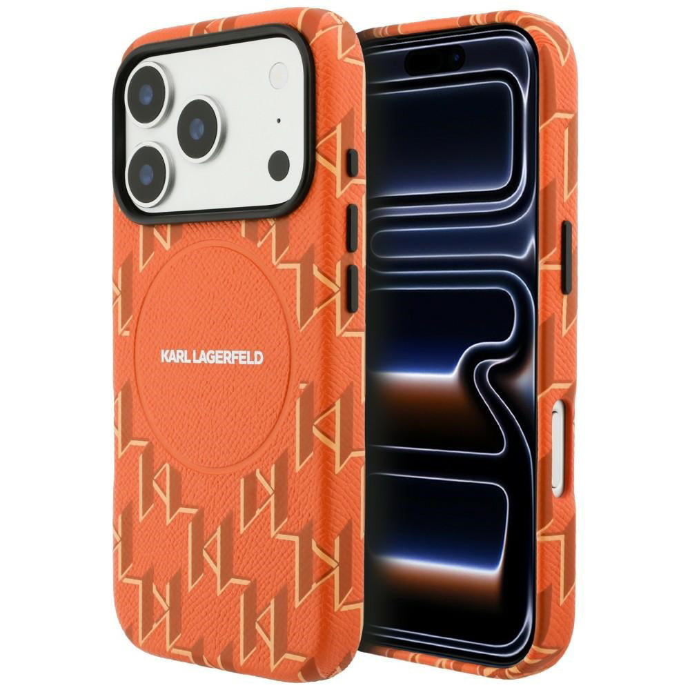 Custodia MagSafe per Apple iPhone 17 Pro, Karl Lagerfeld, Logo KL Monogram, Arancione