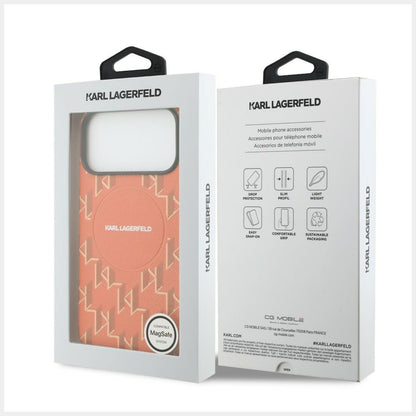 Custodia MagSafe per Apple iPhone 17 Pro, Karl Lagerfeld, Logo KL Monogram, Arancione