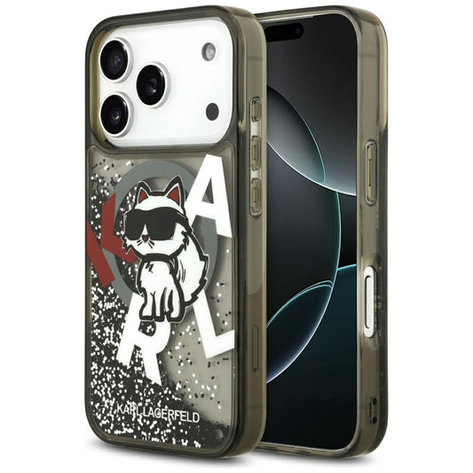 Custodia MagSafe per Apple iPhone 17 Pro, Karl Lagerfeld, Liquid Glitter Choupette Logo, Nera