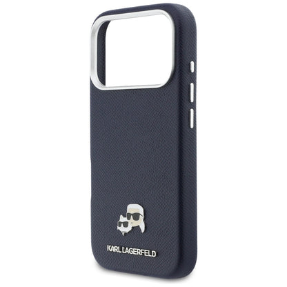 Custodia MagSafe per Apple iPhone 17 Pro, Karl Lagerfeld, Saffiano Karl & Choupette Pins, Blu