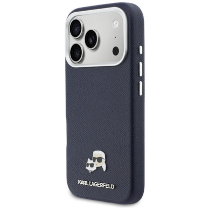 Custodia MagSafe per Apple iPhone 17 Pro, Karl Lagerfeld, Saffiano Karl & Choupette Pins, Blu