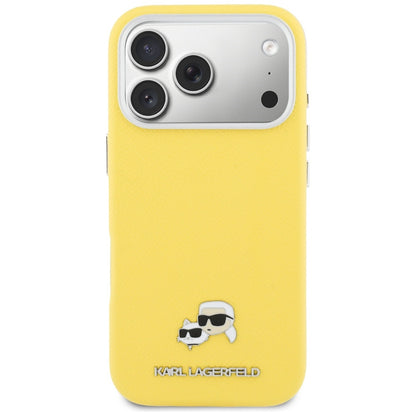 Custodia MagSafe per Apple iPhone 17 Pro, Karl Lagerfeld, Saffiano Karl & Choupette Pins, Gialla