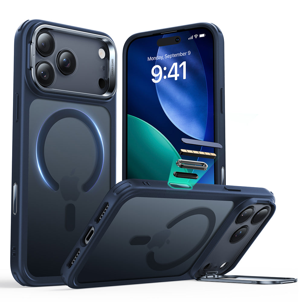 Custodia MagSafe per Apple iPhone 17 Pro Max, ESR, Classic Hybrid Kickstand, Blu Satinato