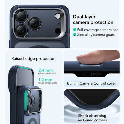 Custodia MagSafe per Apple iPhone 17 Pro Max, ESR, Classic Hybrid Kickstand, Blu Satinato
