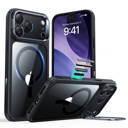 Custodia MagSafe per Apple iPhone 17 Pro Max, ESR, Classic Hybrid Kickstand, Nera Trasparente