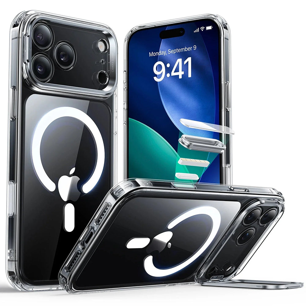 Custodia MagSafe per Apple iPhone 17 Pro Max, ESR, Classic Hybrid Kickstand, Trasparente