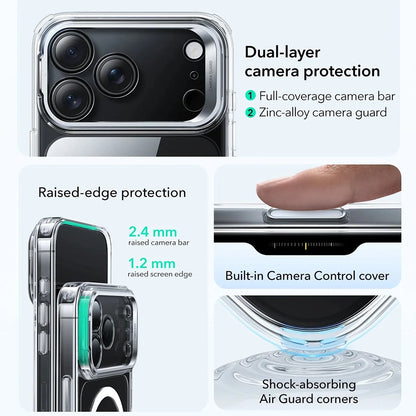 Custodia MagSafe per Apple iPhone 17 Pro Max, ESR, Classic Hybrid Kickstand, Trasparente