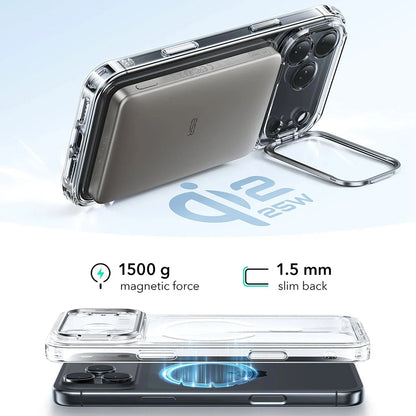 Custodia MagSafe per Apple iPhone 17 Pro Max, ESR, Classic Hybrid Kickstand, Trasparente