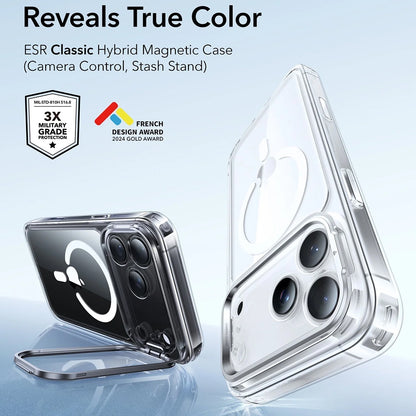 Custodia MagSafe per Apple iPhone 17 Pro Max, ESR, Classic Hybrid Kickstand, Trasparente