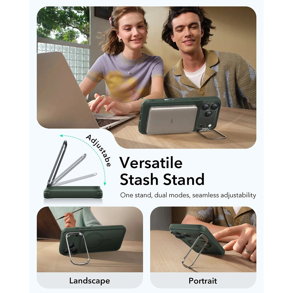 Custodia MagSafe per Apple iPhone 17 Pro Max, ESR, Classic Hybrid Kickstand, Verde Satinato