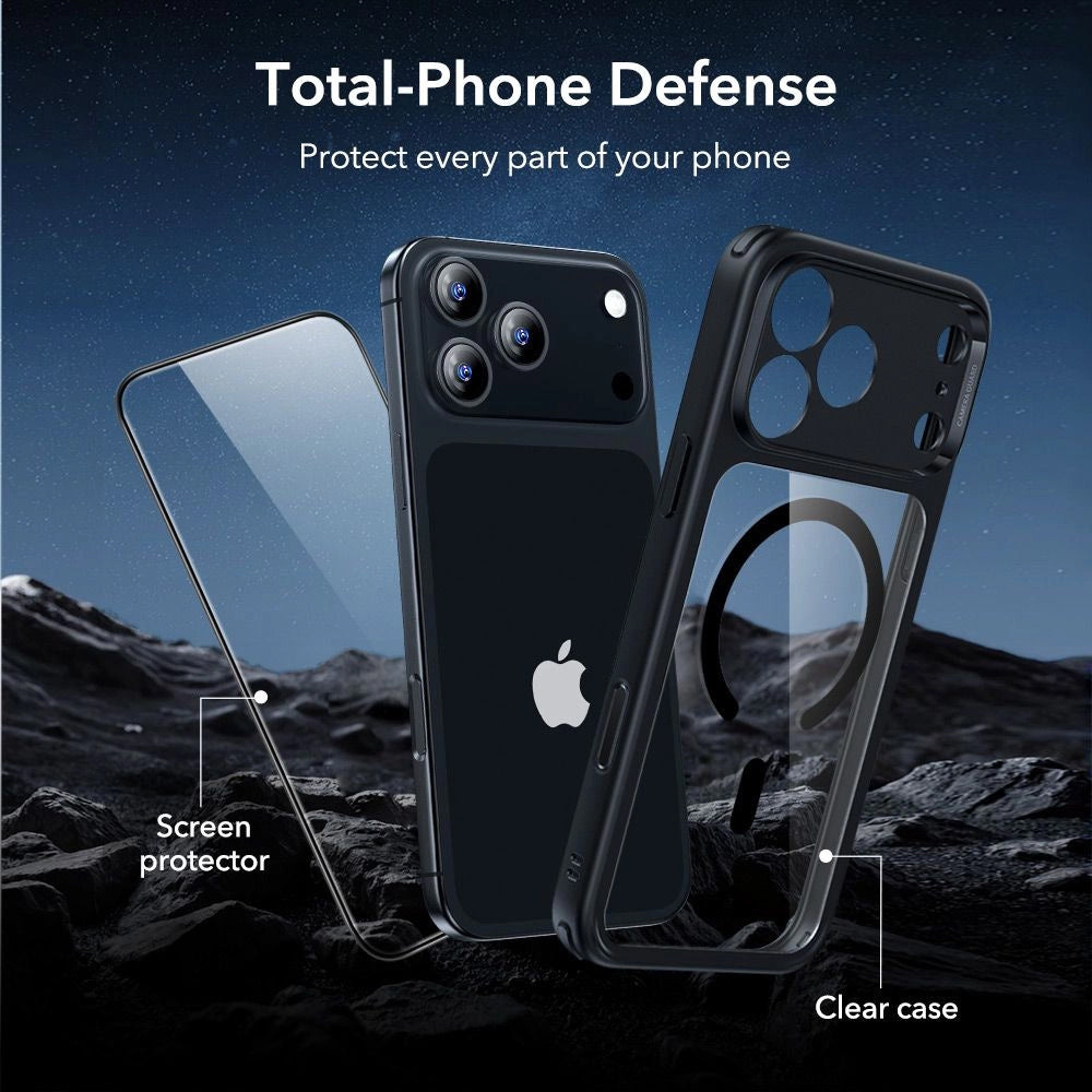 Custodia MagSafe per Apple iPhone 17 Pro Max, ESR, Classic Hybrid con Protezione Schermo, Nera Trasparente