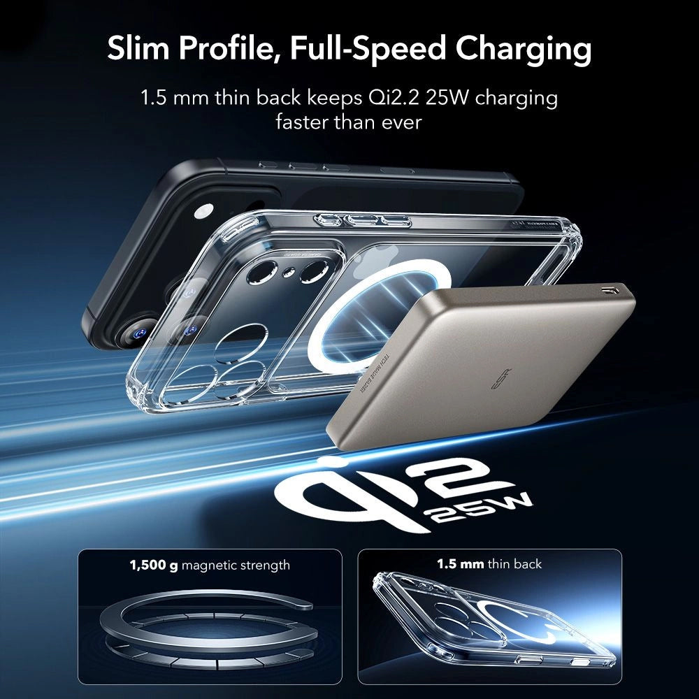 Custodia MagSafe per Apple iPhone 17 Pro Max, ESR, Classic Hybrid con Protezione Schermo, Trasparente