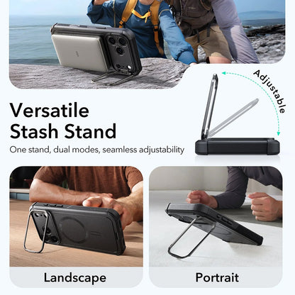 Custodia MagSafe per Apple iPhone 17 Pro Max, ESR, Cyber Armor Kickstand, Nera