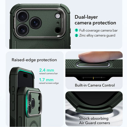 Custodia MagSafe per Apple iPhone 17 Pro Max, ESR, Cyber Armor Kickstand, Verde