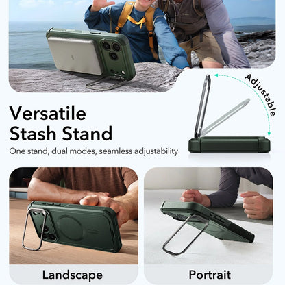 Custodia MagSafe per Apple iPhone 17 Pro Max, ESR, Cyber Armor Kickstand, Verde