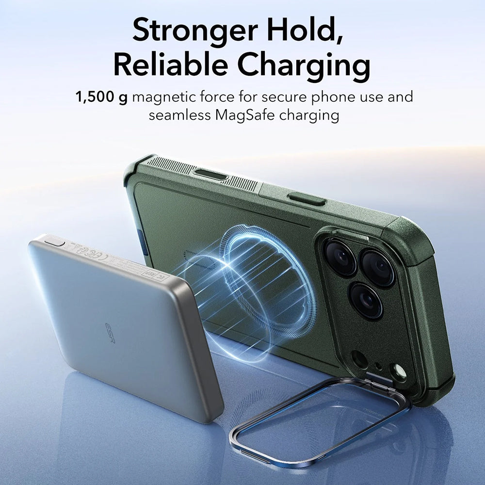 Custodia MagSafe per Apple iPhone 17 Pro Max, ESR, Cyber Armor Kickstand, Verde
