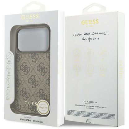 Custodia MagSafe per Apple iPhone 17 Pro Max, Guess, 4G Charm Cradle, Marrone