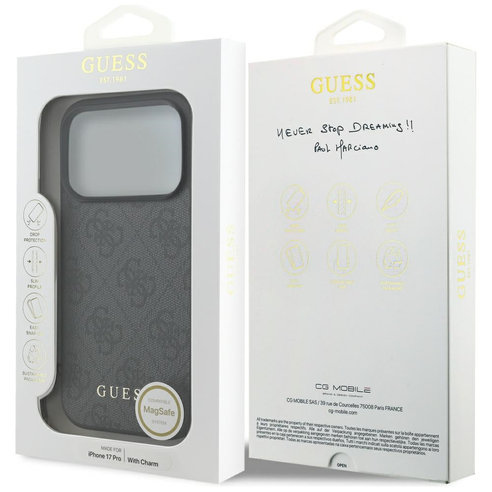 Custodia MagSafe per Apple iPhone 17 Pro Max, Guess, 4G Charm Cradle, Nera