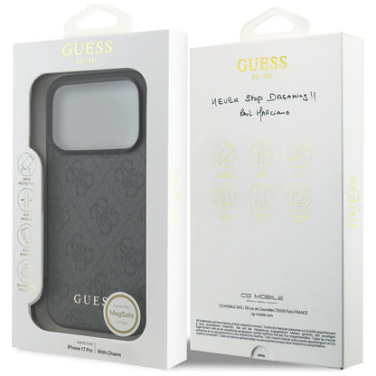 Custodia MagSafe per Apple iPhone 17 Pro Max, Guess, 4G Charm Cradle, Nera