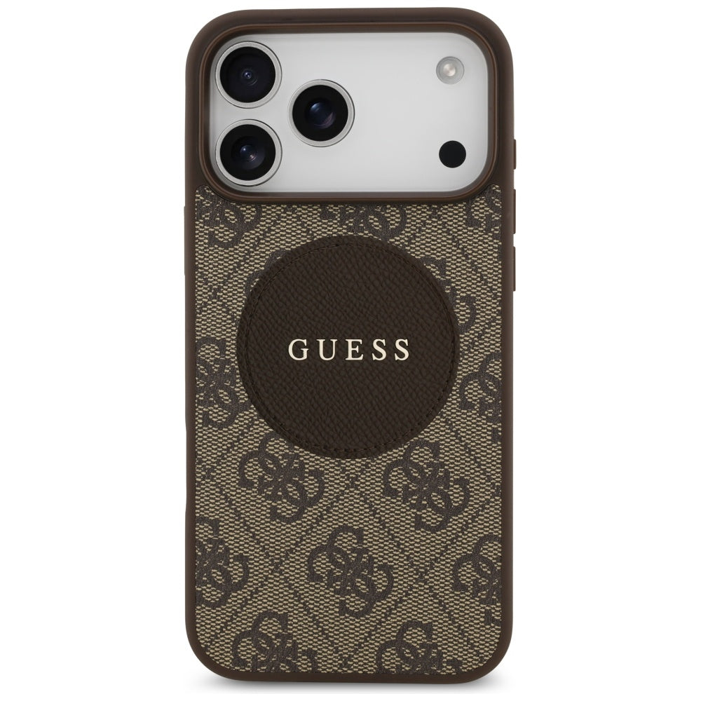 Custodia MagSafe per Apple iPhone 17 Pro Max, Guess, 4G Circle Classic Logo, Marrone