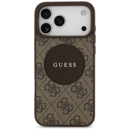 Custodia MagSafe per Apple iPhone 17 Pro Max, Guess, 4G Circle Classic Logo, Marrone
