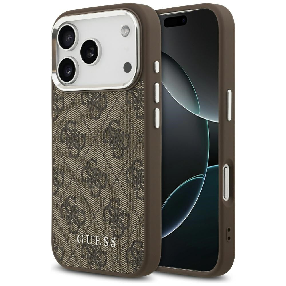 Custodia MagSafe per Apple iPhone 17 Pro Max, Guess, 4G Classic Logo, Marrone