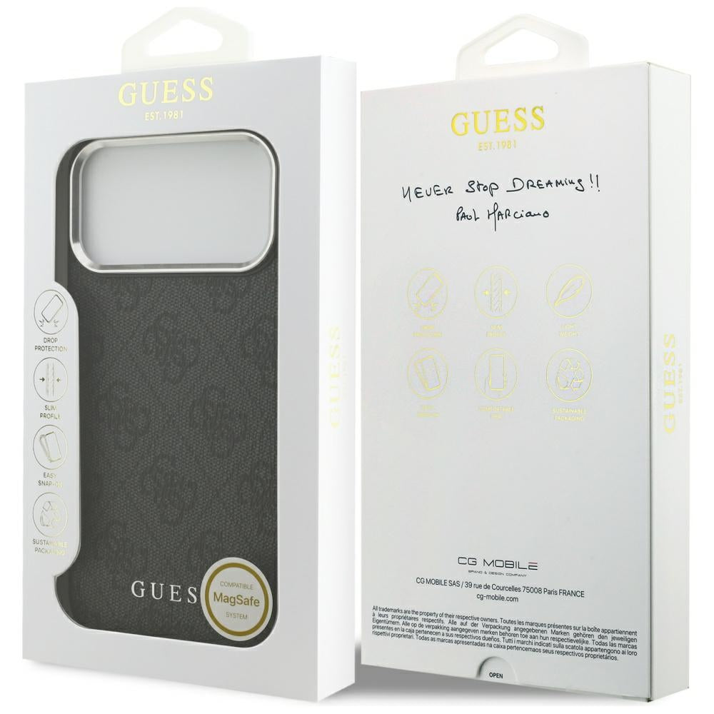 Custodia MagSafe per Apple iPhone 17 Pro Max, Guess, 4G Classic Logo, Nera