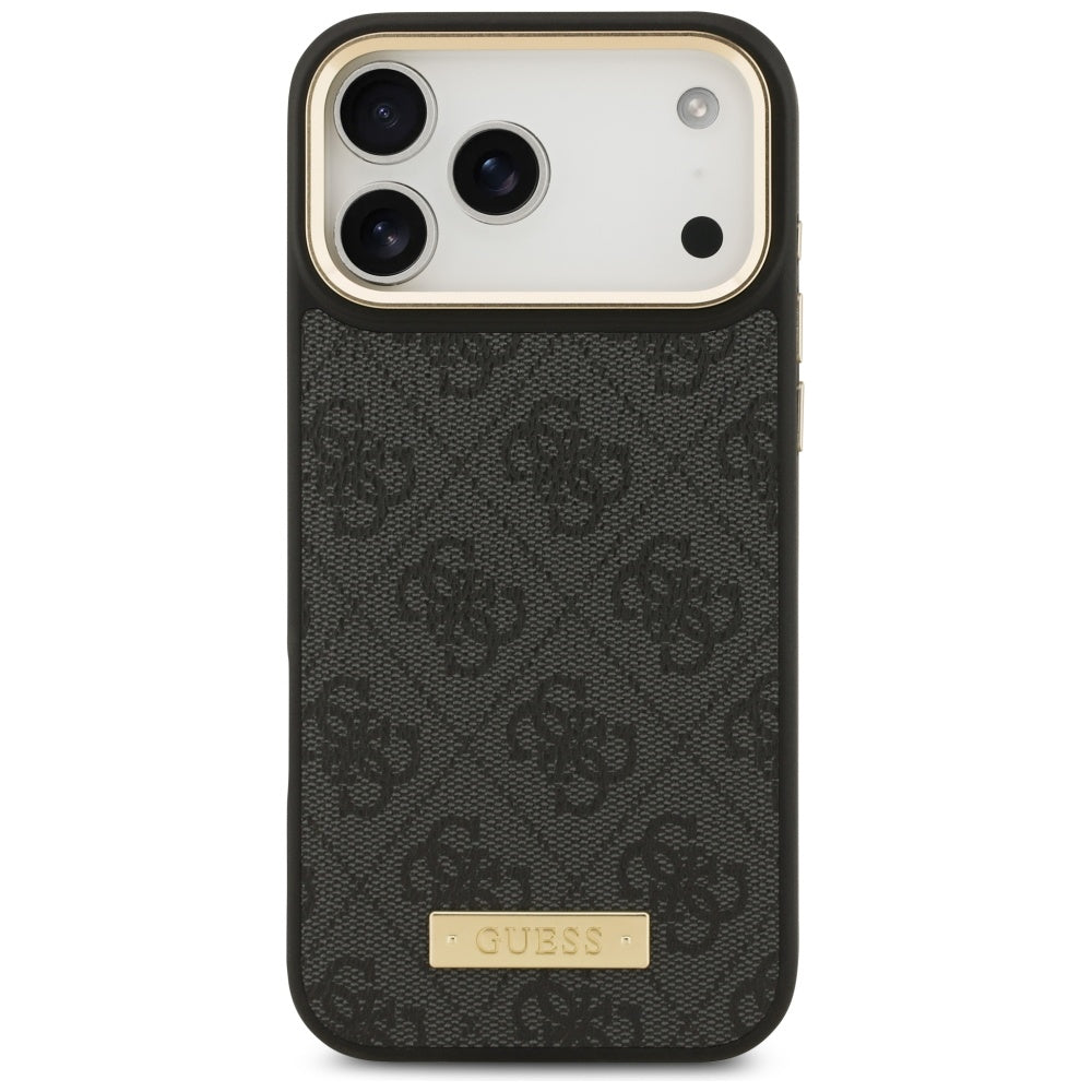Custodia MagSafe per Apple iPhone 17 Pro Max, Guess, 4G Logo Plate, Nera