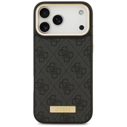 Custodia MagSafe per Apple iPhone 17 Pro Max, Guess, 4G Logo Plate, Nera