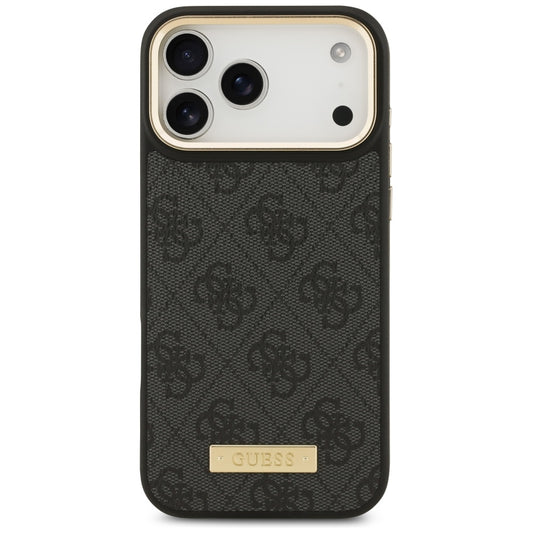Custodia MagSafe per Apple iPhone 17 Pro Max, Guess, 4G Logo Plate, Nera