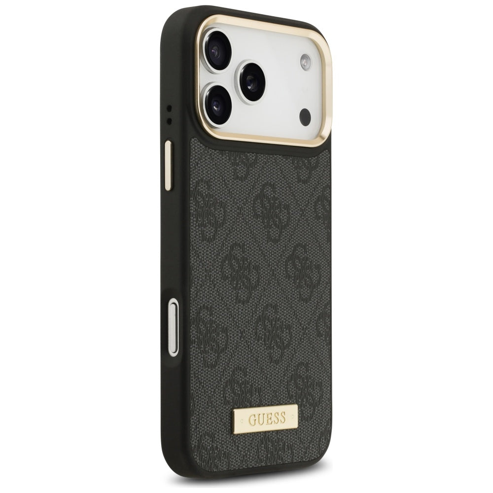 Custodia MagSafe per Apple iPhone 17 Pro Max, Guess, 4G Logo Plate, Nera