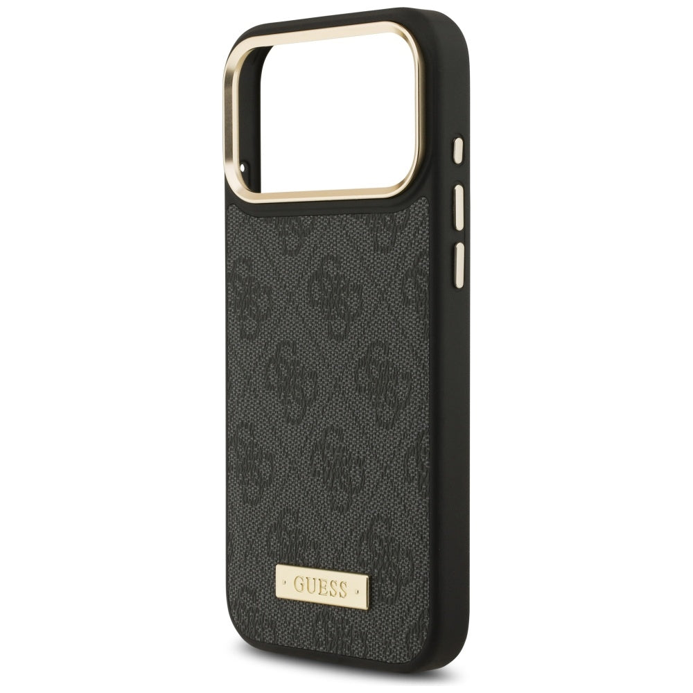 Custodia MagSafe per Apple iPhone 17 Pro Max, Guess, 4G Logo Plate, Nera