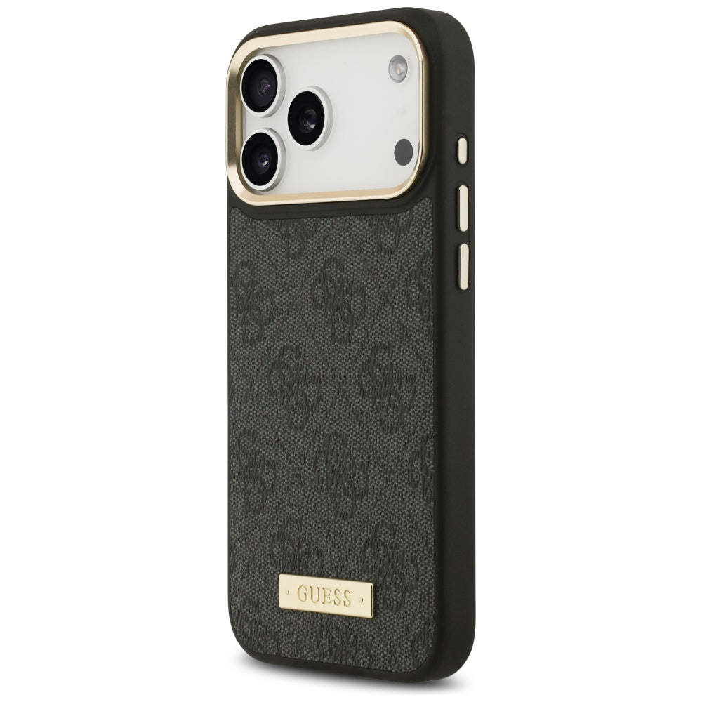 Custodia MagSafe per Apple iPhone 17 Pro Max, Guess, 4G Logo Plate, Nera