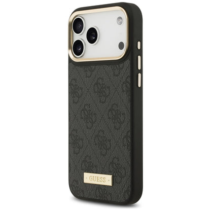 Custodia MagSafe per Apple iPhone 17 Pro Max, Guess, 4G Logo Plate, Nera