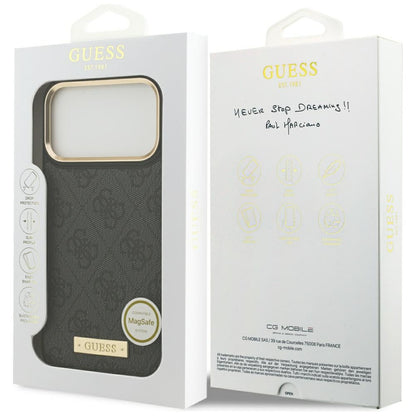 Custodia MagSafe per Apple iPhone 17 Pro Max, Guess, 4G Logo Plate, Nera