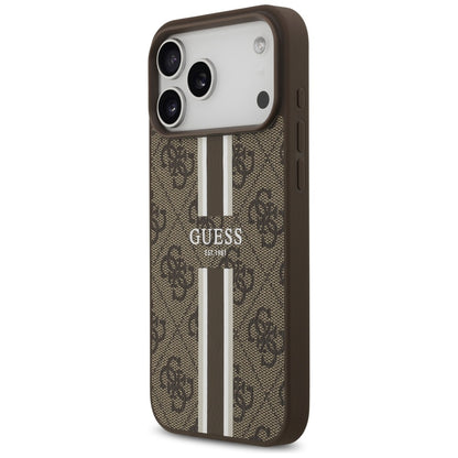 Custodia MagSafe per Apple iPhone 17 Pro Max, Guess, 4G Printed Stripes, Marrone