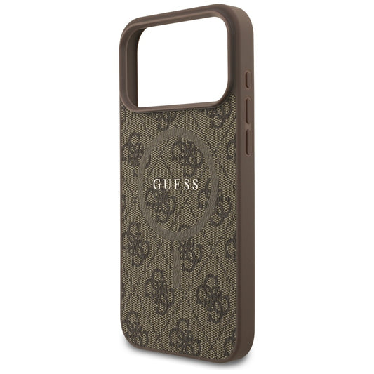 Custodia MagSafe per Apple iPhone 17 Pro Max, Guess, 4G Ring Classic Logo, Marrone