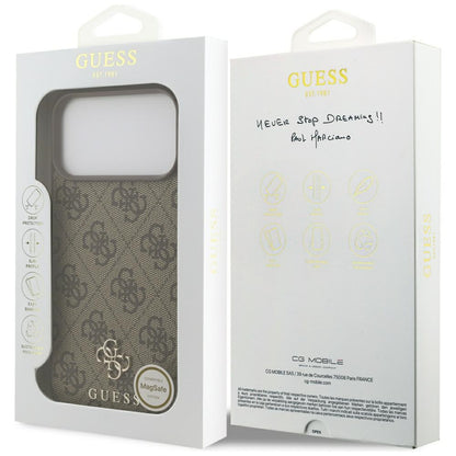 Custodia MagSafe per Apple iPhone 17 Pro Max, Guess, 4G Small and Classic Logo, Marrone