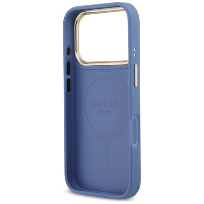 Custodia MagSafe per Apple iPhone 17 Pro Max, Guess, 4G Stripe, Blu