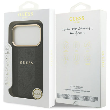Custodia MagSafe per Apple iPhone 17 Pro Max, Guess, 4G Stripe, Nera