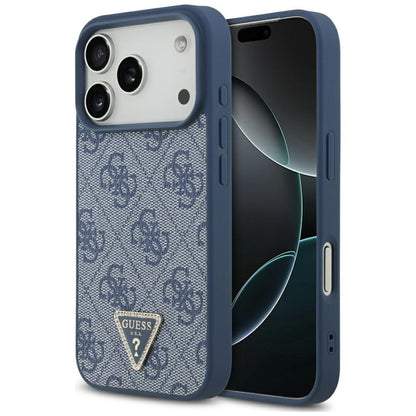 Custodia MagSafe per Apple iPhone 17 Pro Max, Guess, 4G Triangle Strass, Blu