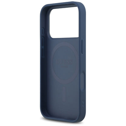 Custodia MagSafe per Apple iPhone 17 Pro Max, Guess, 4G Triangle Strass, Blu
