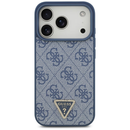 Custodia MagSafe per Apple iPhone 17 Pro Max, Guess, 4G Triangle Strass, Blu