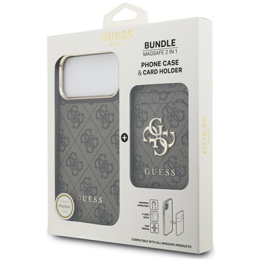 Custodia MagSafe per Apple iPhone 17 Pro Max, Guess, Cardslot 4G, Marrone